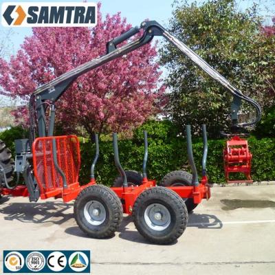 China Factory tractor truck timber trailer log trailer with 3t crane timber trailer for sale