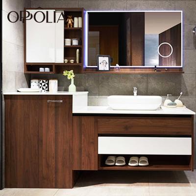 China Modern OPPOLIA Recommend Durable Modern Wood Grain Cabinet For Apartment Bathroom Vanities for sale