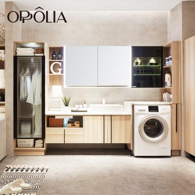 China Wholesale Modern Fashionable OPPOLIA HPL Bathroom Cabinet with Mirror Bathroom Vanities for Hotel and Apartment for sale