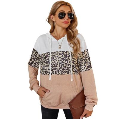 China Autumn/winter QUICK DRY women's zm60332b hoodie with leopard print spliced ​​hoodie for cashmere sweater for sale