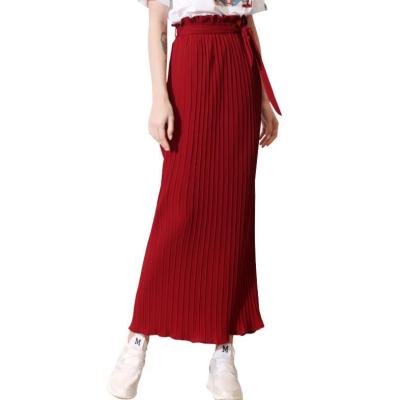 China zm60673b spring color breathable sheer chiffon pleated a-line skirt and summer new women's chiffon skirt for sale