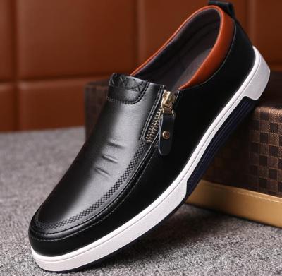 China Fashion trend zm11500f trend new popular men's zipper shoes men's fashion leather casual shoes for man for sale