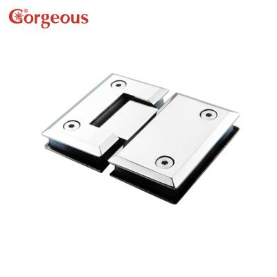 China Modern Gorgeous Square Bathroom Door Hinge Bevel 180 Degree Soft Narrow Shower Door Hinge Flange Glass Hinge for sale