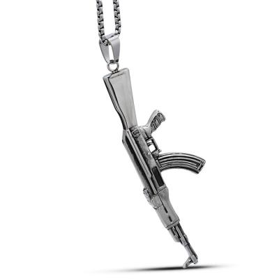 China 2020 Hot ISS Fashion Stainless Steel Necklace Weapon Pattern Gun Pendant Necklace Men Chain Necklace for sale