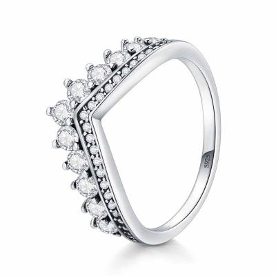 China 2021 New Vintage Ring Crown Sterling Silver Classic Full Zircon Rings 925 Silver Rings Women for sale