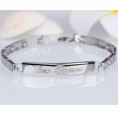 China CLASSIC Business Words Engraved Silver Bangle Sterling Silver Bracelet For Office Jewelry 925 Silver Lady for sale