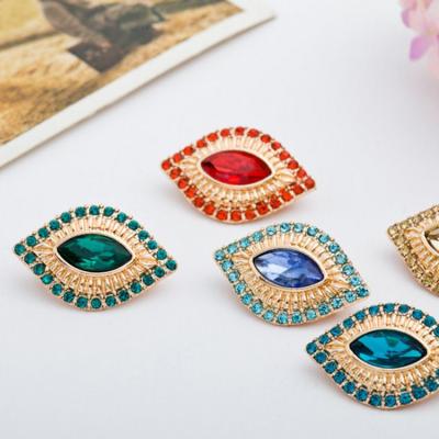 China New Fashion Stylish Wholesale Colorful Eye Rhinestone Muslim Brooch Hijab Scarf Pins for sale