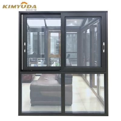 China Simple Screen Design Bathroom Aluminum Windows Hurricane Impact Glass 3 Tracks Folding Sliding Window for sale