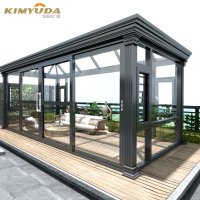 China Supplier direct modern golden aluminum sunroom kits sunroom house garden glass houses for sale