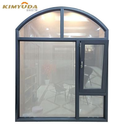 China Large Folding Screen Double Glazed 3 Panel Black Casement Aluminum Black Grille Windows for sale