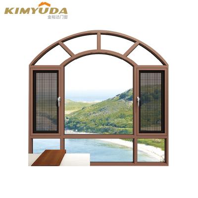 China High Quality Wooden Material German Thermal Break Brand Aluminum Folding Aluminum Window Door Double Glazed Windows for sale