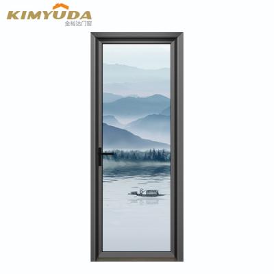 China Energy Saving & waterproof & JYD Sound Insulation Aluminum Frame Interior Living Room Frosted Tempered Glass Door Design Price for sale