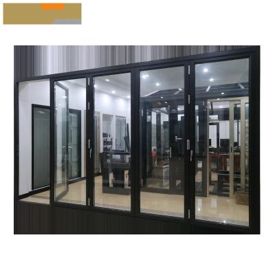 China Modern Waterproof Soundproof Aluminum Glass Bi-folding Door Front Fold Door Modern Luxury Folding Door for sale