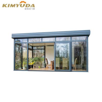 China Modern lowes portable sunrooms double glazing tempered heatment soundproof insulation aluminum glass home for sale