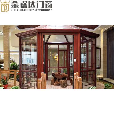 China Lowes Hexagonal Home Aluminum Profile Sunroom Folding Glass Sunrooms for sale