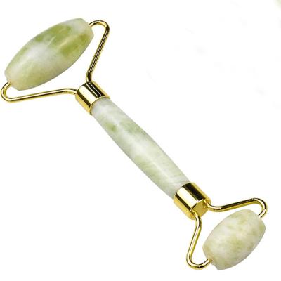 China Customized Logo Natural Green Stone Skin Lift Face Massage Facial Jade Roller Massager for sale