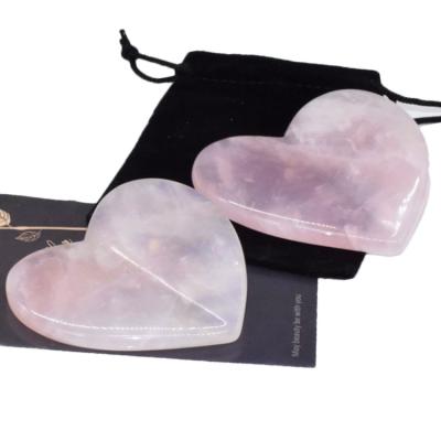 China Natural Stone Pink Crystal Gua Sha Tool for Face and Eye Massage in Heart Shape for sale