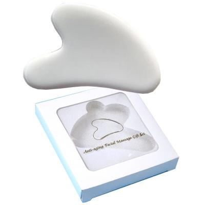 China Express Shipping White Jade Stone Gua Sha for Face Lifting Massage on Neck and Back for sale