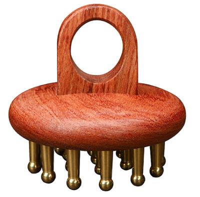 China Safety Standard Design Copper Natural Wood Comb for Scalp Massage and Hair Growth for sale