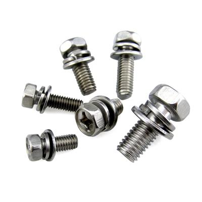 China M3 M4 M5 M6 M8 A2 Stainless Pan Hex Bolts Phillips Head Spring Flat Double Joint Sems Screw for sale