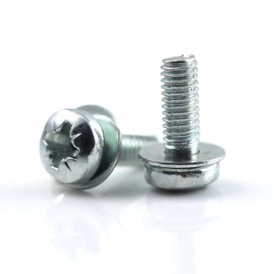 China PM/PW3.5*10 Pan Zinc Pozi Pan Head Flat Washer Combination Sems White Screw for sale