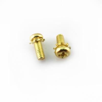 China Pan Anma Hardware M3 M4 M5 Sems Copper Plated Screw Pan Head CB Screws for sale