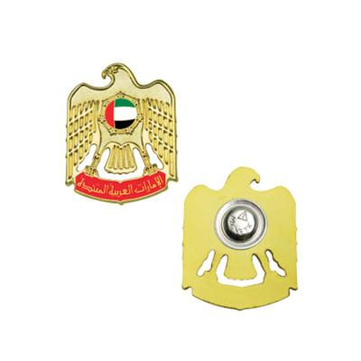 China Hot Sale China Factory Cheap Price UAE Falcon Magnetic Badge Low Price National Day Emblem With Flag Pin for sale