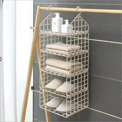 China Plastic Sustainable Space Saving Multi Layer Folding Hanger Racks For Wardrobe Organizer Multipurpose Bathroom Rack for sale