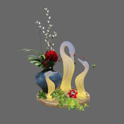 China 2022 New Design Porcelain Goose With LED Light Ceramic Design Home Decoration for sale