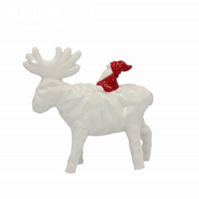 China 2022 Sitting Vivid Santa Claus Reindeer Ceramic Home Christmas Decoration Porcelain Christmas Gifts for sale