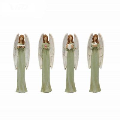 China Green Color Ceramic Popular Angel Home Polyresin Vivid Christmas Decoration Gifts for sale