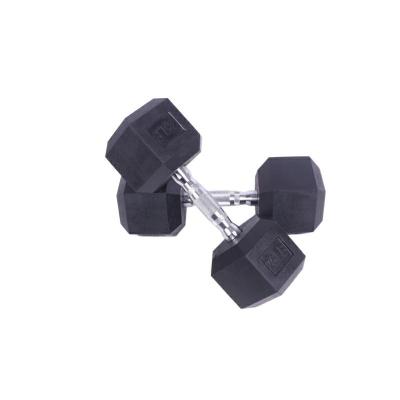 China Durable 10kg Gym Power Training Equipment Standard Rubber Coated Steel Weights In Pounds Hexagon Hex Dumbbells Sets 40kg for sale