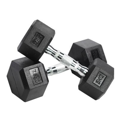 China Factory Direct Selling Durable Standard Rubber Coated Hex Pump Weightlifting Dumbbell Hexagon Rubber Dumbbell Rack for sale