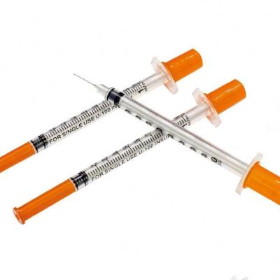 China PVC Factory Medical Disposable Orange Insulin Syringe With Needle for sale