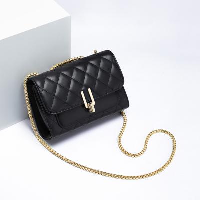 China Brand New Fashion Viney Hardware Genuine Leather Shoulder Message Chain Cross Body Bags for sale