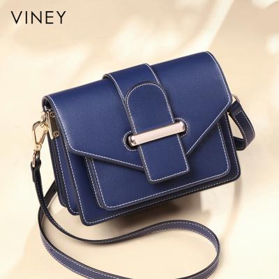 China Water Resistant Viney Organ White Cross Body Shoulder Sling Blue Black Simple Genuine Leather Bags For Women for sale