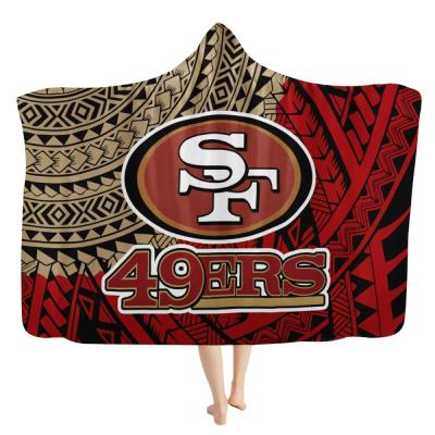 China 1 MOQ Design POD Anti-static Polynesian Samoan Tribal American Football Team Printing Top Quality Soft Keep Warm Hooded Blanket for sale