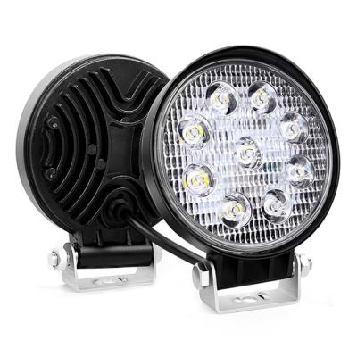 China Aluminum Flood Spot 27w Round Led 4 Inch 9LED Working Light Led Car Light 12v Led Work Light for sale