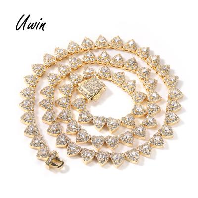 China 2021 Popular Hiphop UWIN Heart Shape Cluter CZ Necklace AAA Grade Zirconia Bling Choker Chain For Women for sale