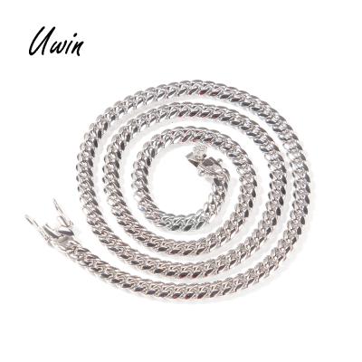 China Hiphop UWIN 6mm Stainless Steel PVD Gold Plated Cuban Choker Chain Bracelet Necklace Hitter Necklaces for sale