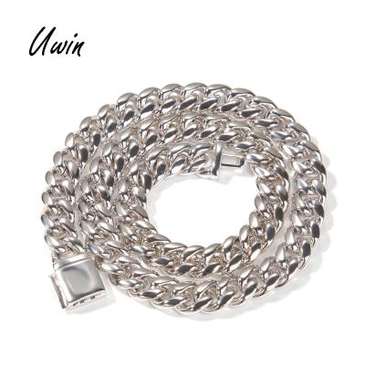 China Hiphop UWIN Link Chains 12mm Necklace S925 Cuban Jewelry Luxury High End Jewelry 925 Sterling Silver Material Miami Cuban for sale