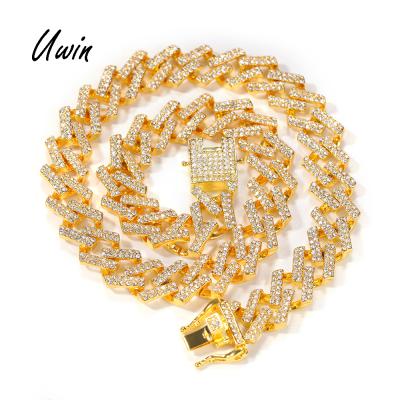 China Wholesale 15mm Hiphop Iced Out Cheap Price Mens Cuban Link Miami Cuban Link Hitter Necklace Jewelry for sale