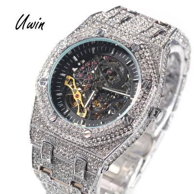 China 2021 Day/Date High Quality Black Gold Mechanical Watches Full Iced Out Luxury Designer Watches for sale