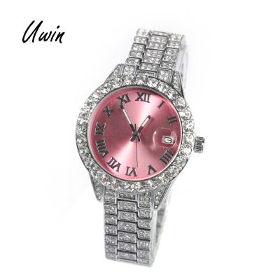 China Non-Specific Luxury Bling Women's Wrist Watch Hip Hop Full Iced Out Quartz Female Watch Smaller Size Bling Watches for sale