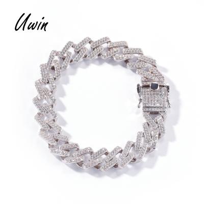 China Hiphop Hip Hop CZ Cuban Link AAA Bracelet Jewelry Gold Plating Grade Zirconia Iced Out Bracelet For Men for sale