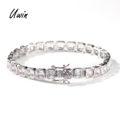 China Hiphop UWIN Outlet Square Cut D.C.A. CZ Tennis Bracelet High Quality Iced Out Wholesale High Quality Hip Hop Jewelry for sale