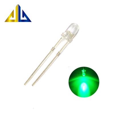 China Transparent LED Green 3mm Highlight Through Hole Diode LED for sale