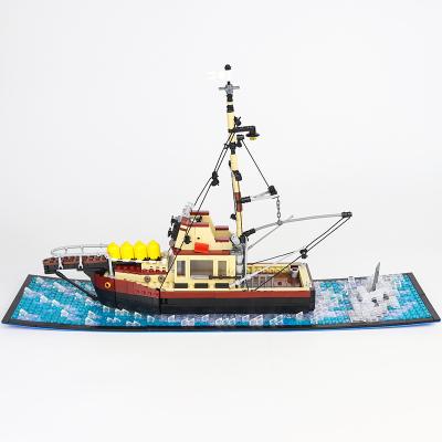 China DIY Building Brick MOC Sea Vehicles Bricks Ship Series Building Block Fishing Boat Model DIY Assembly Toys For Kids Adult Birthday Gifts for sale