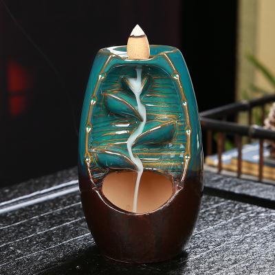 China Chinese Ceramic Aromatherapy Yoga Incense Burning Waterfall Censer Backflow Censers Oud Backflow Arabian Joss Stick Burner for sale