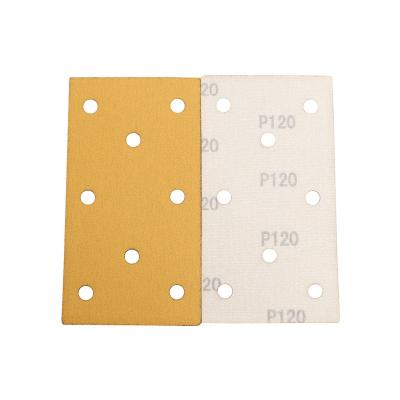 China Free Samples PEX 92*175mm Yellow Alumina Oxide Film Sanding Disc 3+2+3 Holes Sand Paper for sale